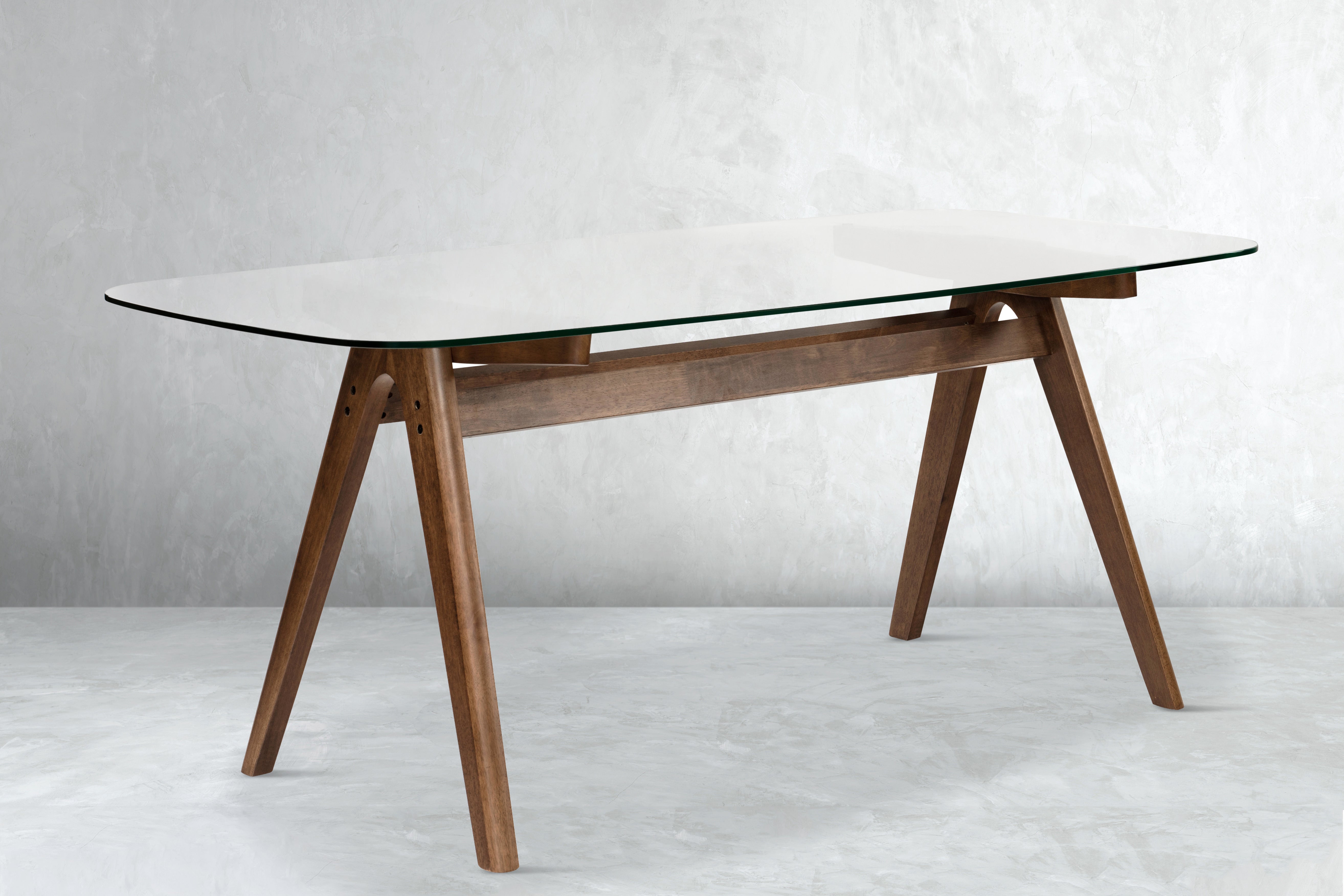 Lucid Table Glass Top Wooden Lucid Dining Table 4 Seater | Dwella